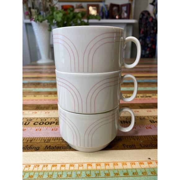 VINTAGE Porcelain Tea Set Schirnding Bavaria 214 Germany MCM 7 Cups Sugar 324 - Picture 3 of 13